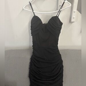 Privy Privately Privileged Black Ruched Cocktail Mini Dress - S